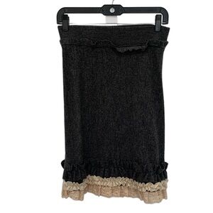 Elegant Black and Cream Ruffle Skirt